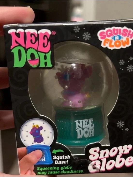 Needoh Squish 'n' Plow Snow Globe - Teal Base, Purple Figure RARE raindeer