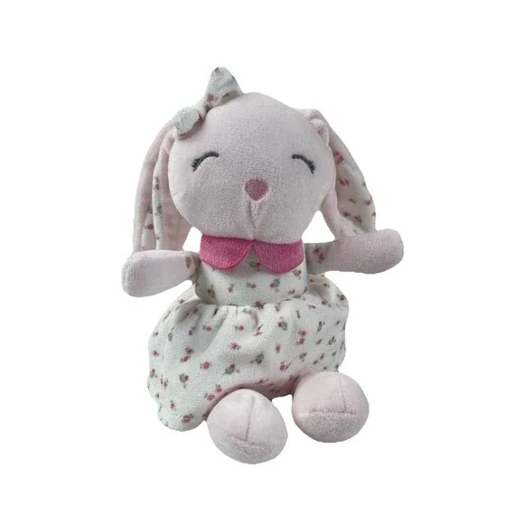 Chickpea Plush Bunny Rabbit White Pink Floral Flowers 11” Stuffed Animal Lovey