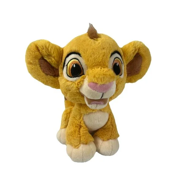 Disney Parks Lion King Simba Baby Lion Cub Sitting Plush Embroidered Eyes 8” Toy