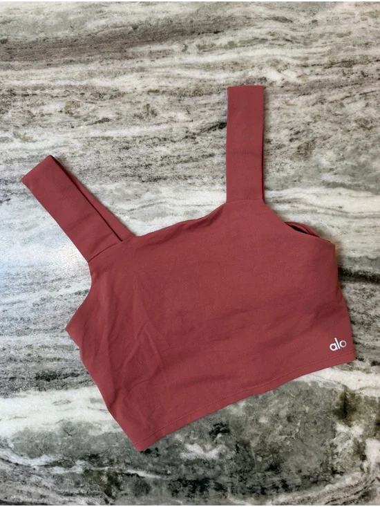 ALO Yoga Rose-Mauve Square Neck Crop Tank