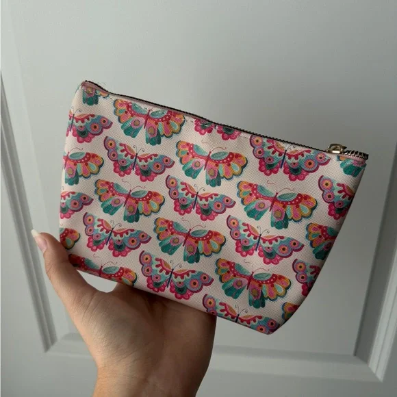 multi-color butterfly makeup bag