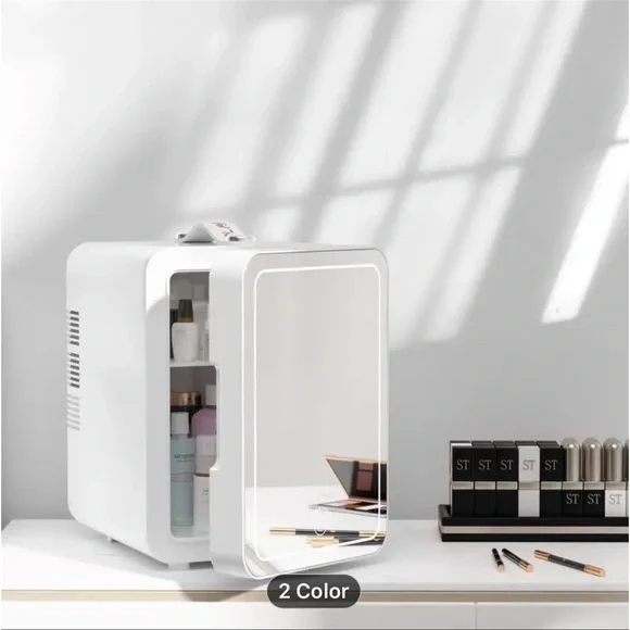 Beauty refrigerator with LED mirror