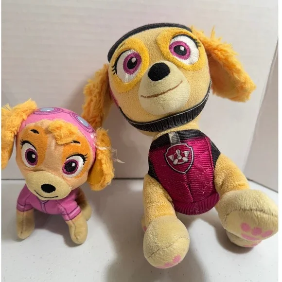 Paw‎ Patrol Skye Plush Toys Set 2 Pups Pink & Yellow Uniforms Small