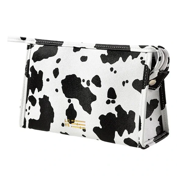 Cow print makeup bag