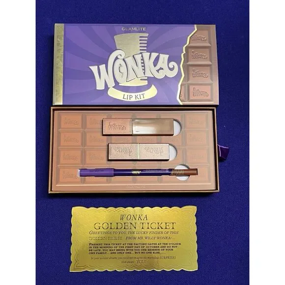 GLAMLITE WILLY WONKA AND THE CHOCOLATE FACTORY LIP KIT LIPSTICK GLOSS LINER NEW