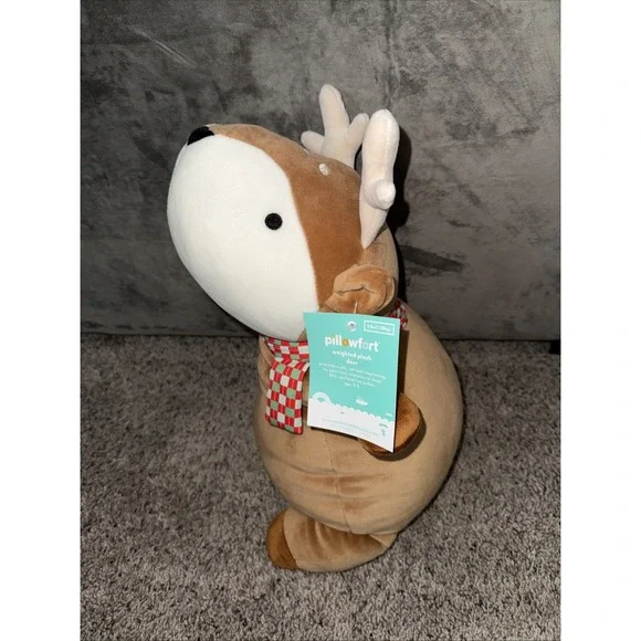 Pillowfort Holiday Brown Deer‎ Weighted Plush Kids' Throw Pillow