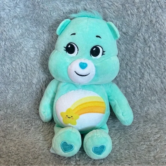 Care Bears Wish Bear Plush 9” Aqua Green Stuffed Animal Shooting Star