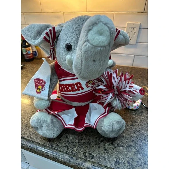 build a bear elephant with complete cheerleader‎ outfit with pom poms