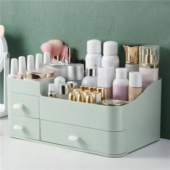 Makeup Organizer for Vanity, Large Capacity Desk Organizer with Drawers