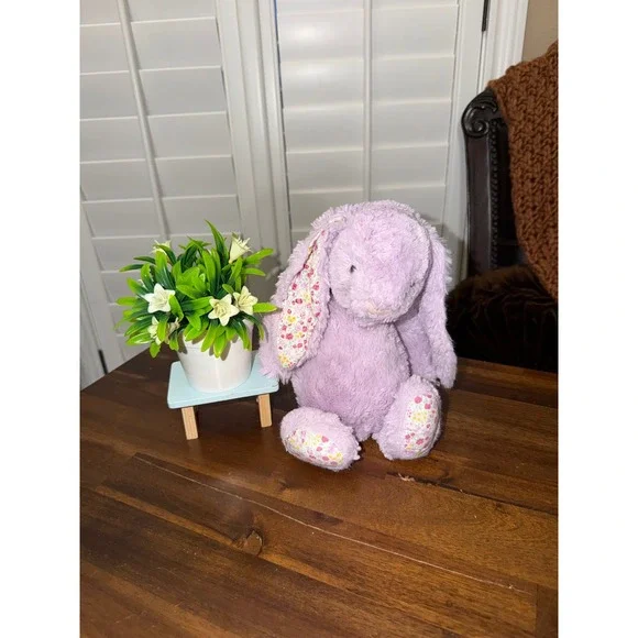 Jellycat London Jasmine Blossom Bunny Lilac Floral Plush Stuffed Animal 12