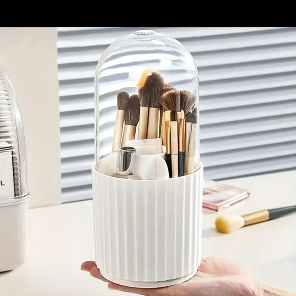 NIB Dustproof makeup tools rotating holder holds brushes and more