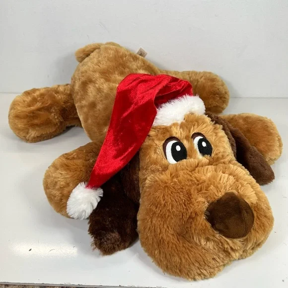 Dan Dee 26” Brown Floppy Puppy Dog Santa Hat Soft Plush Stuffed Toy‎ Christmas