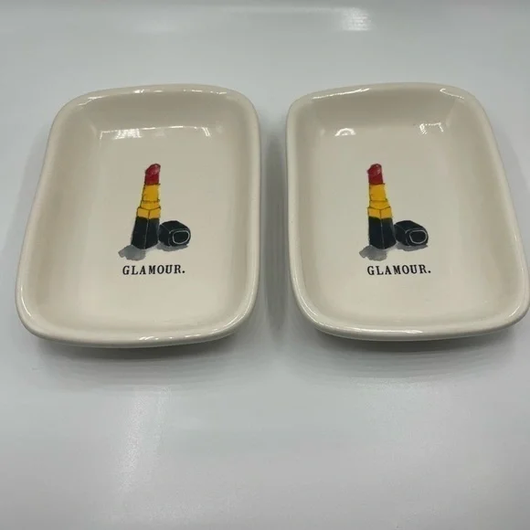 Rae Dunn set of 2 ceramic vanity trays