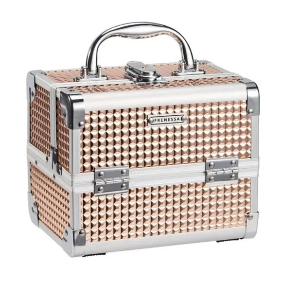Makeup Train Case Portable Cosmetic Box Jewelry Organizer 2-Tier Trays Lockable