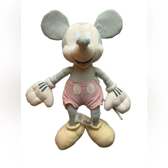NWT Disney Store Seersucker Mickey Mouse Stuffed‎ Plush Toy