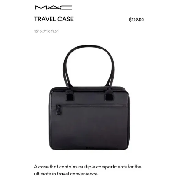 MAC Cosmetics Makeup Travel Case Black Multi Compartments