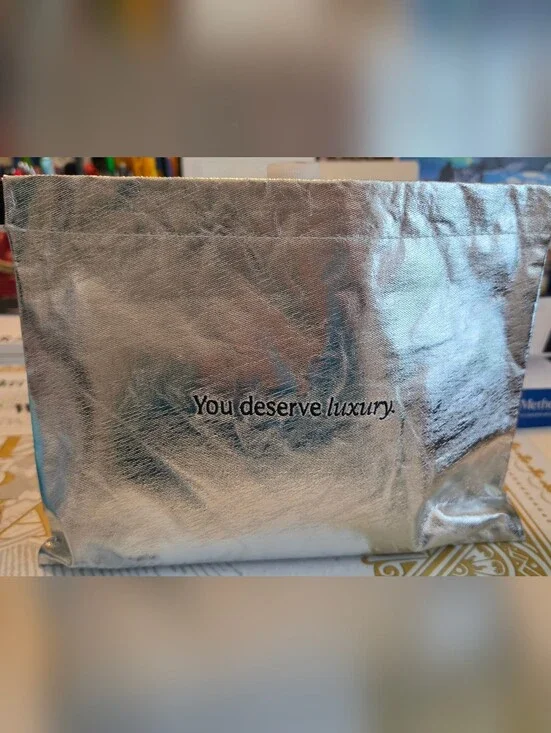 Cloth & Paper Metallic Silver Pouch with 