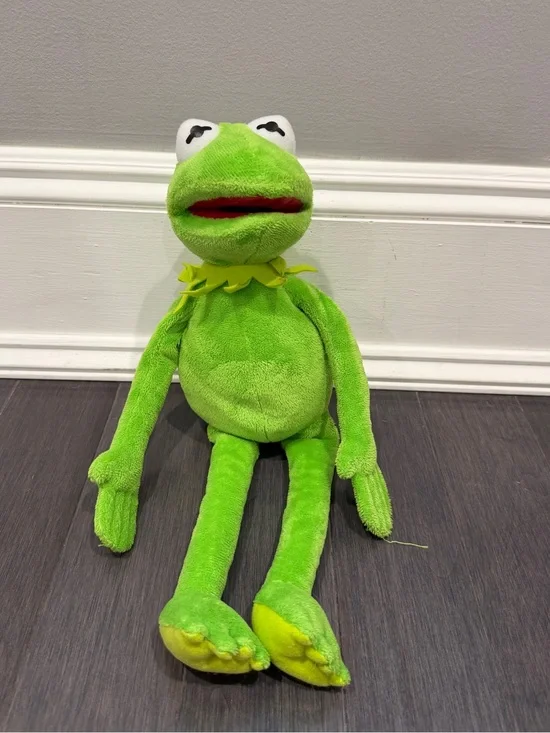 VINTAGE Ty Bright Green Frog Plush 16” in Kermit Muppets Toy Stuffed Animal