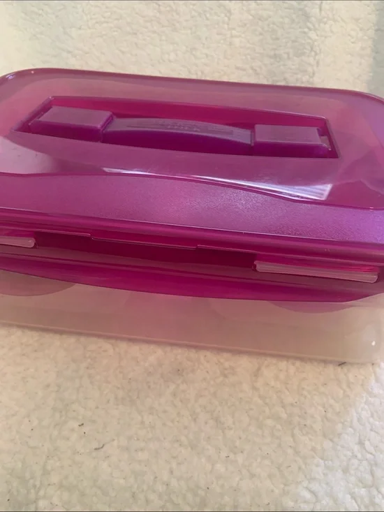 Stackable Pink Plastic Storage Box with Carry Handle 8pc with lids