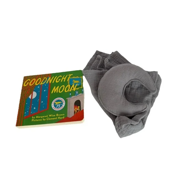 New Unisex Baby Gift, Gray Lovey Security Blanket & Good Night Moon Board‎ Book