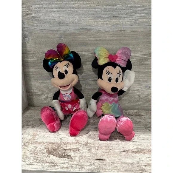 Disney Minnie Mouse Plush Doll Set Rainbow‎ Unicorn Heart Outfits Pink 2 Piece