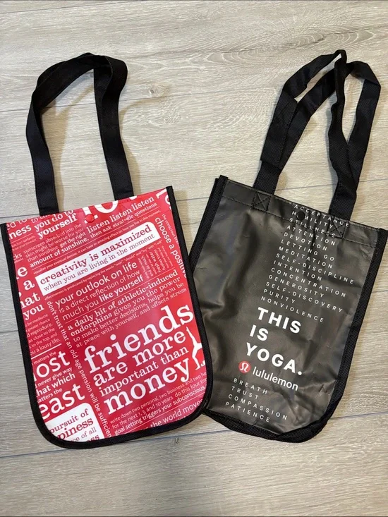 lululemon athletica Red & Black Reusable Tote Bags - Yoga Message Prints