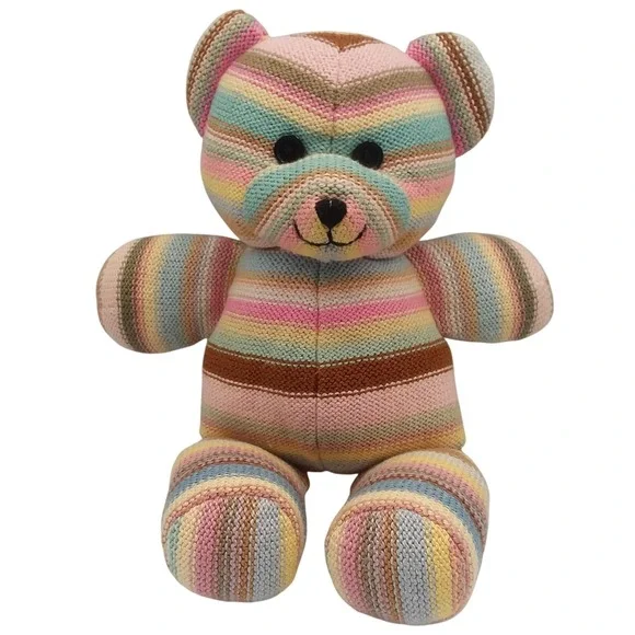 Christine‎ Foley Knit Sweater Teddy Bear Stuffed Animal Plush Toy Pastel Stripes