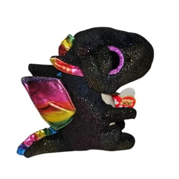 Ty Beanie Boo's Anora Dragon Plush Black Rainbow 6