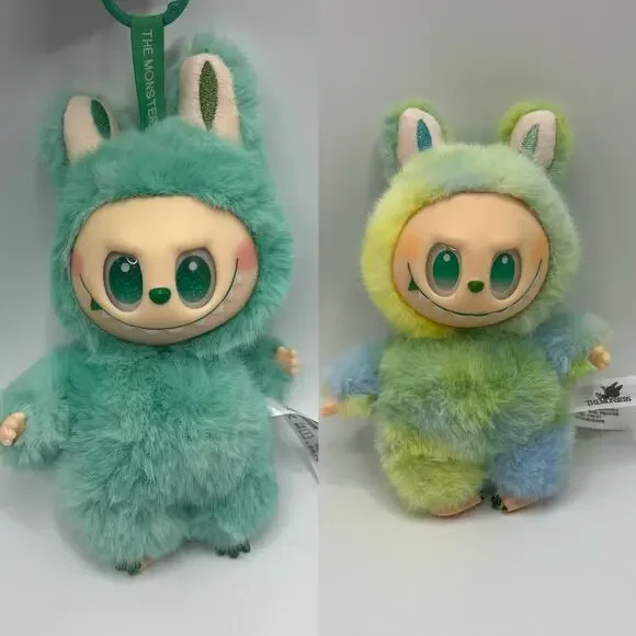 2PCS Labubu Catch Me If You Can Plush Keychain Mint Green & Gradient Set