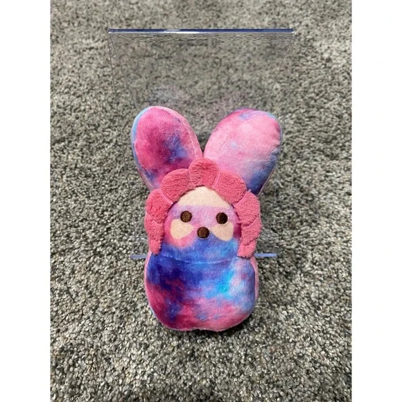 Peeps Plush Bunny Unisex Small Pink Excellent Galaxy Tie Dye Ruffle Detail