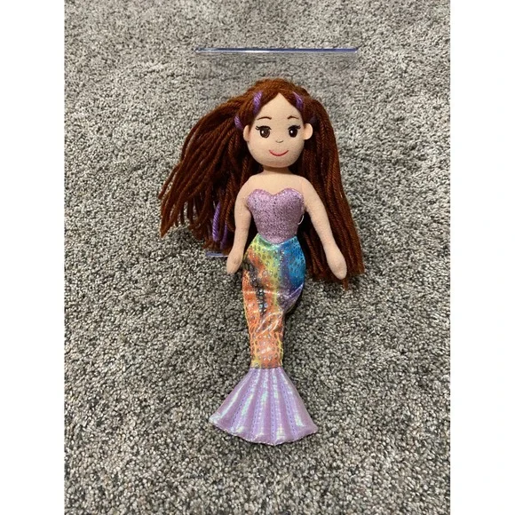 Aurora Mermaid Plush Kids 9 Inch Multicolor Excellent Sea Sparkles Yarn Hair