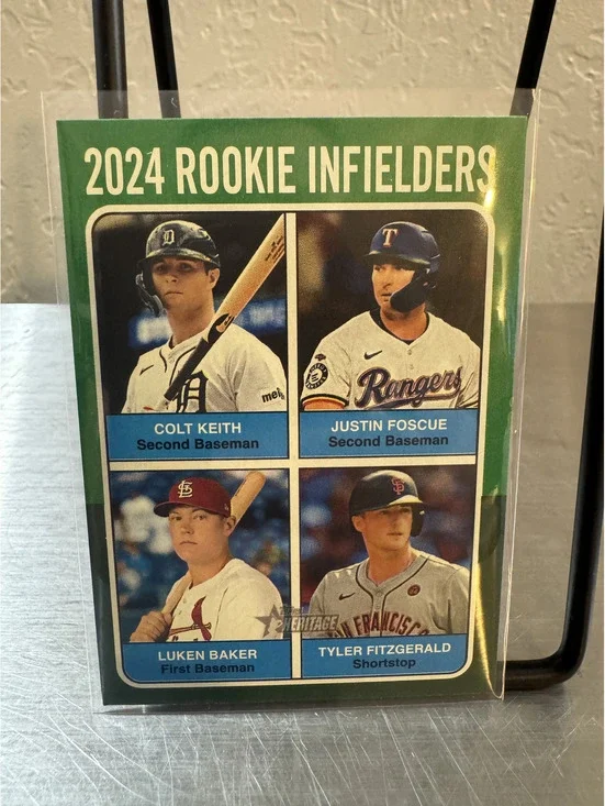 2024 Topps Heritage Rookie Infielders Baseball Card #623 Colt Keith, Justin Fosc