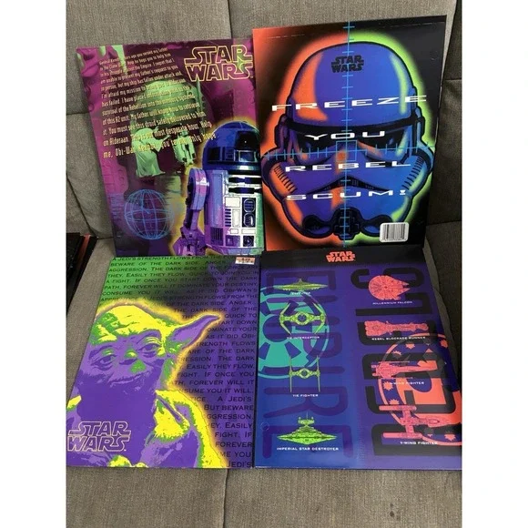 Vtg 1996 NOS Mead Star Wars 12x9 Portfolio School 4 Folder Lot read UNPUNCHED