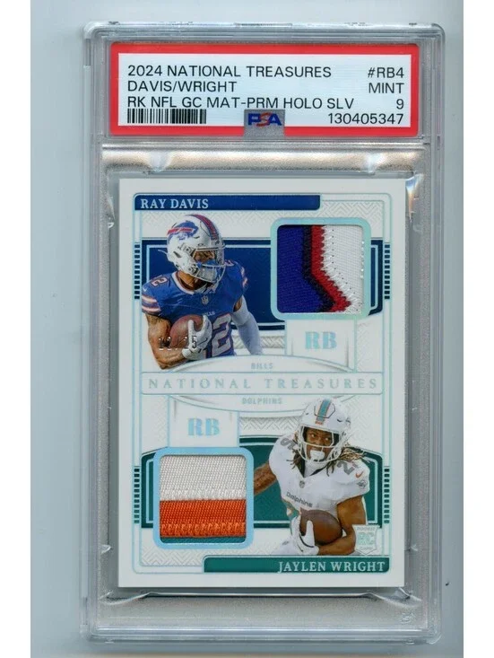 2024 Panini National Treasures Ray Davis Jaylen Wright RC Patch Holo /25 PSA 9