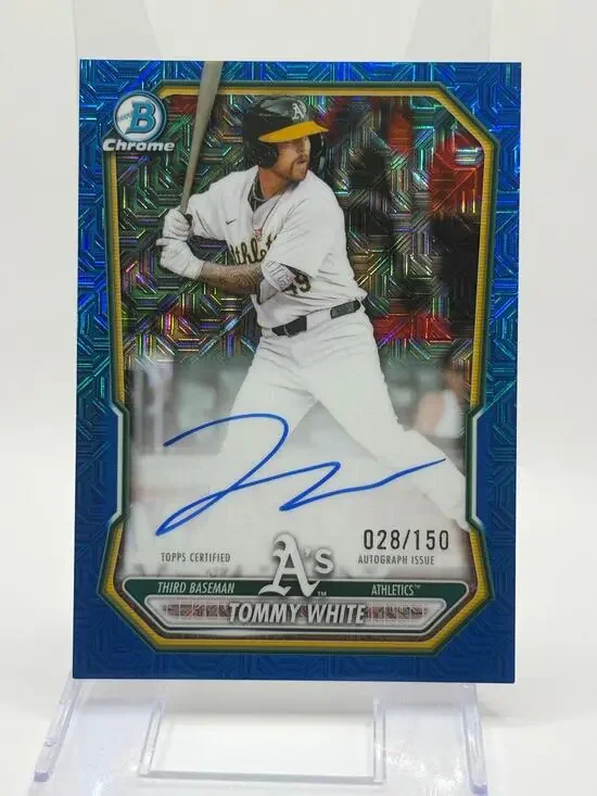 2026 Bowman Chrome Tommy White Blue Mojo Refractor Auto 28/150 SP Athletics