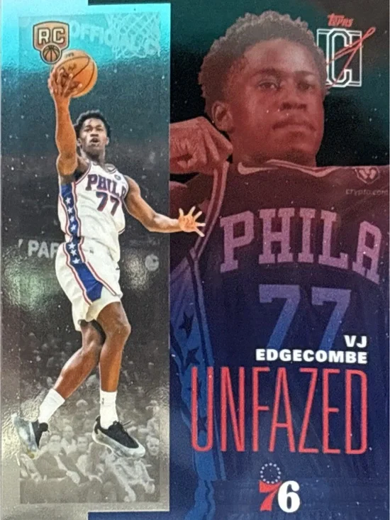 Topps VJ Edgecombe Unfazed Rookie Basketball Trading Card