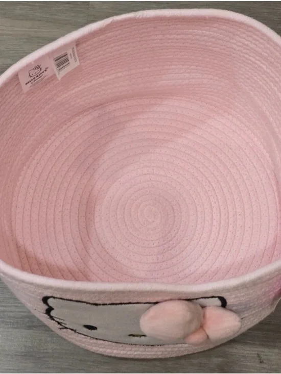 Hello Kitty Light Pink Plush Rope Storage Bin