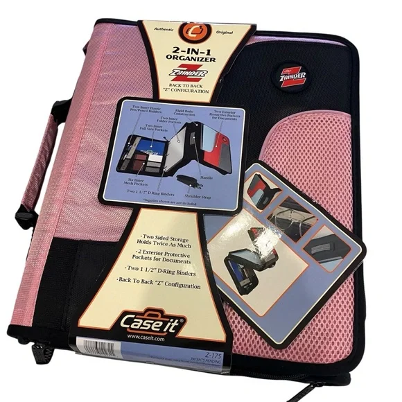NWT Case It Pink and Black 2-in-1 Organizer