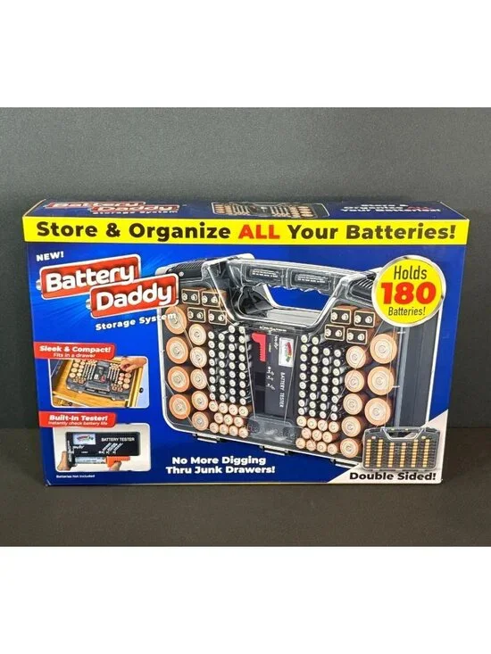 Battery Daddy Storage Caddy Carrying Case Garage Home Organizer Tool Box Gray