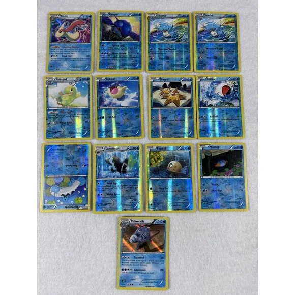 Pokemon Water Type Card Lot of 13 Reverse Holo Milotic Kyogre Mudkip XY Preowned