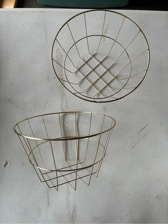 Gold Wire Decorative Basket Set - 2 Piece