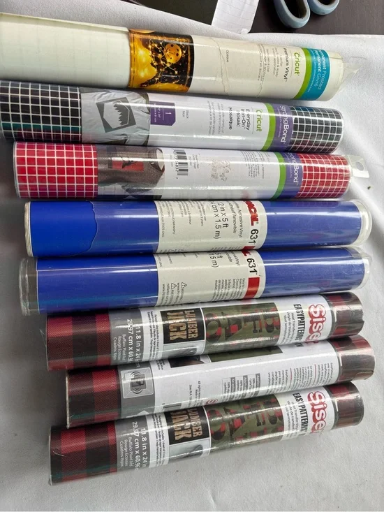 Cricut Vinyl Rolls Bundle in Blue, Red, Black, White, Green