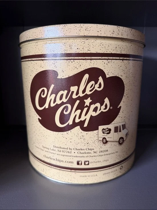 Charles chips, vintage Tin