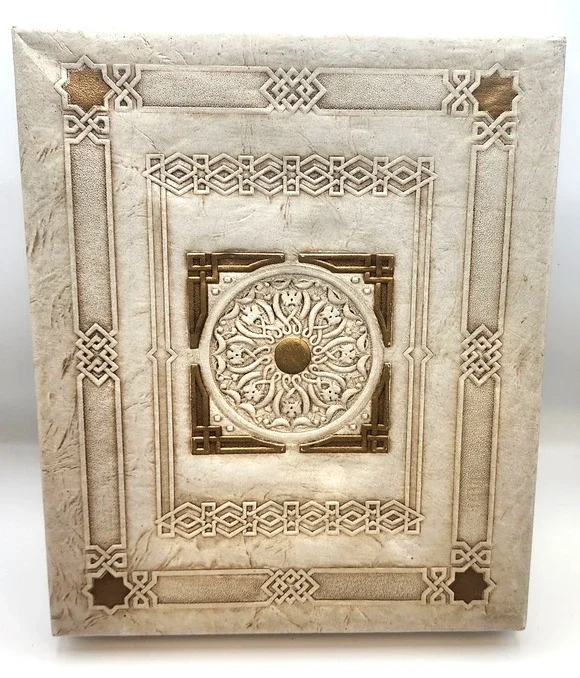 Vintage Faux Book Box Ornate Embossed Lid Photo Keepsake Decor Decorative Box