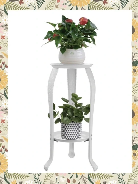 2 Tier White Metal Plant Stand, Plant Shelf Flower Pot Holder Display Shelf🪴