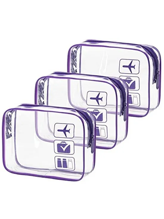 TSA Approved Clear Toiletry Bag Travel Cosmetic Makeup Organizer PVC 3 Pack