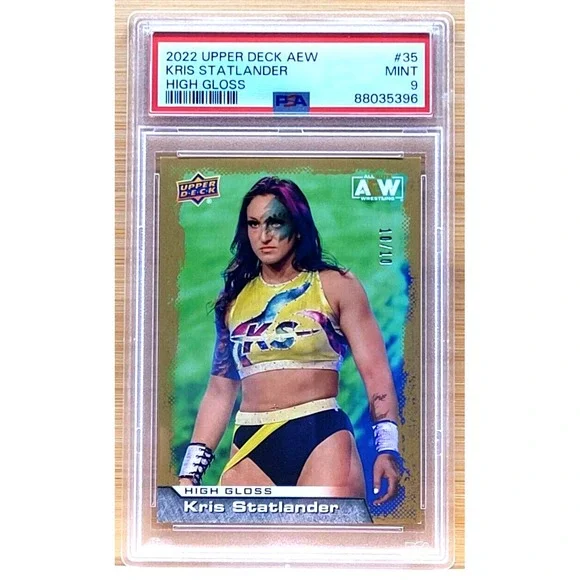 2022 UPPER DECK AEW KRIS STATLANDER HIGH GLOSS #D/ 10/10 PSA 9 MINT‎ AEW