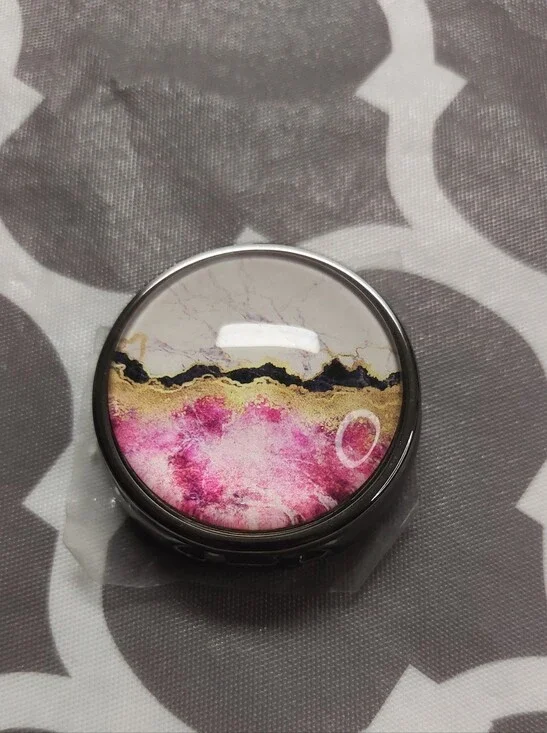 Round Pink & Gold Marble Pocket Mirror,pill Box
