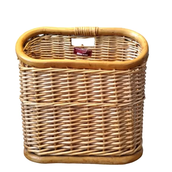 Vintage Woven Bamboo Magazine Rack Basket Lillian Vernon