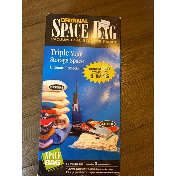 Original Space Bag Vacuum Seal Storage Packs Combo Set 3 Bags Clear New